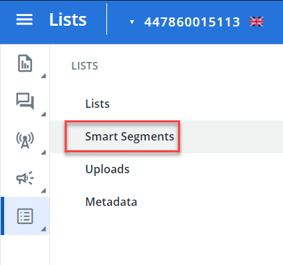smart segments menu